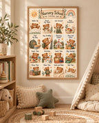 Nursery Routine Print, Teddy Bear Daily Schedule Wall Art for Children's Bedroom — lifestyle mockup 1
