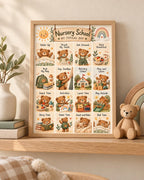 Nursery Routine Print, Teddy Bear Daily Schedule Wall Art for Children's Bedroom — lifestyle mockup 4