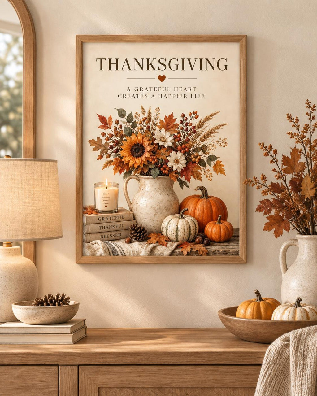 Thanksgiving autumn farmhouse wall art mockup
