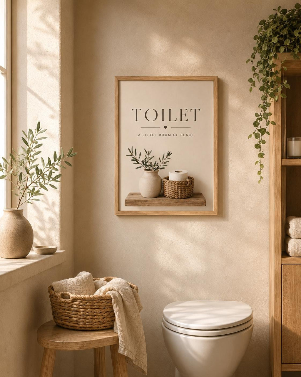Scandinavian toilet print room mockup