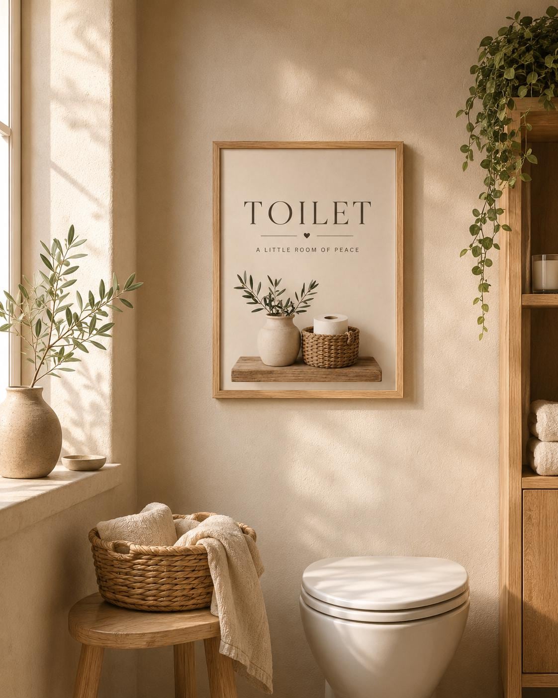Scandinavian toilet print room mockup