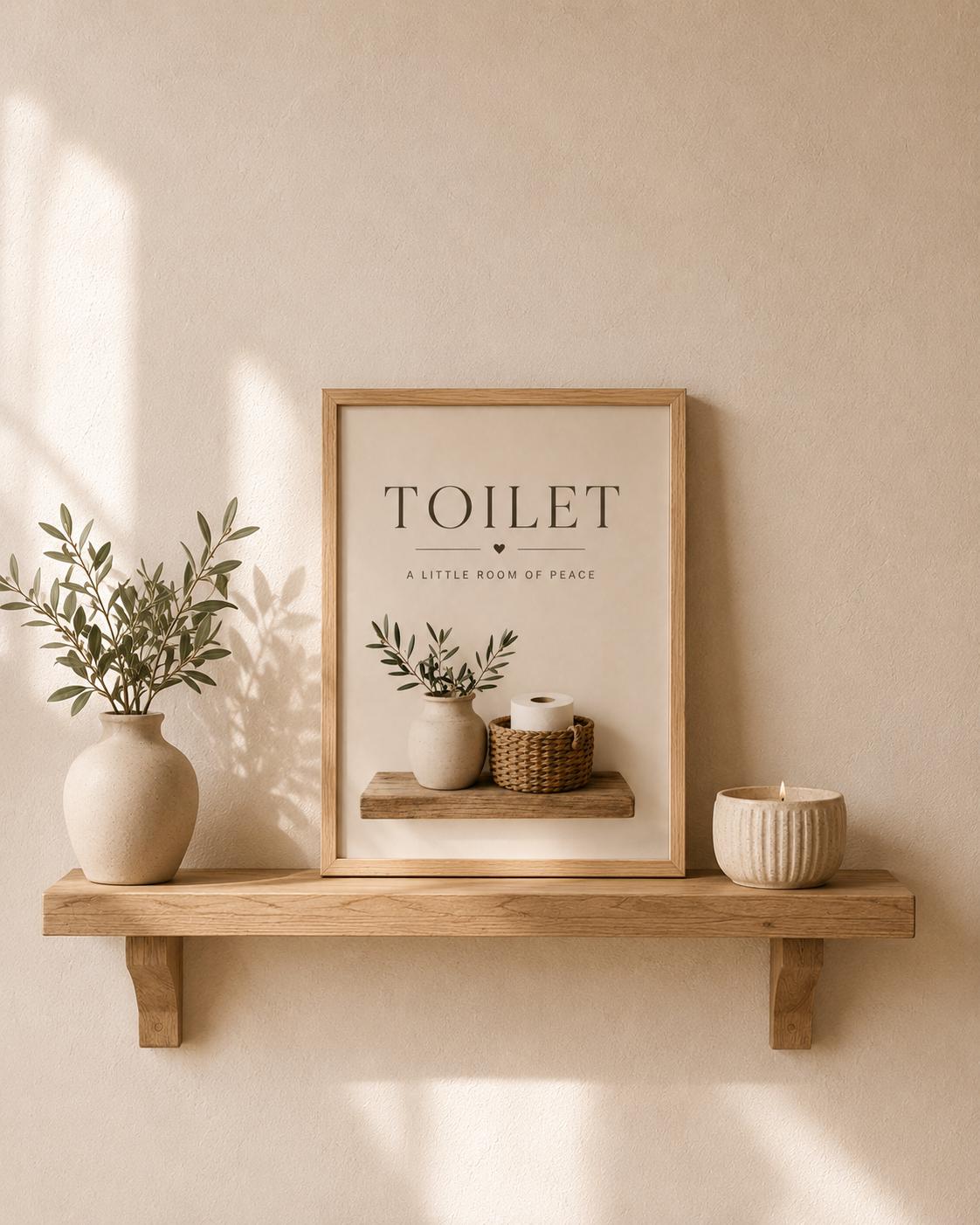 Neutral bathroom toilet print styled mockup