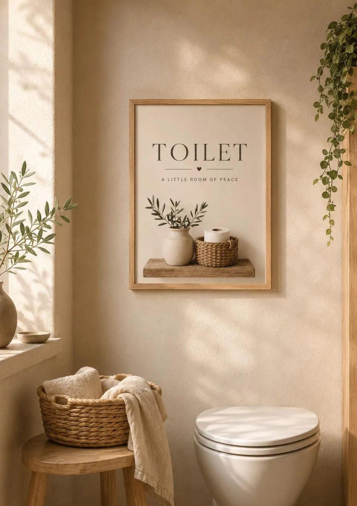 Framed toilet wall art lifestyle mockup