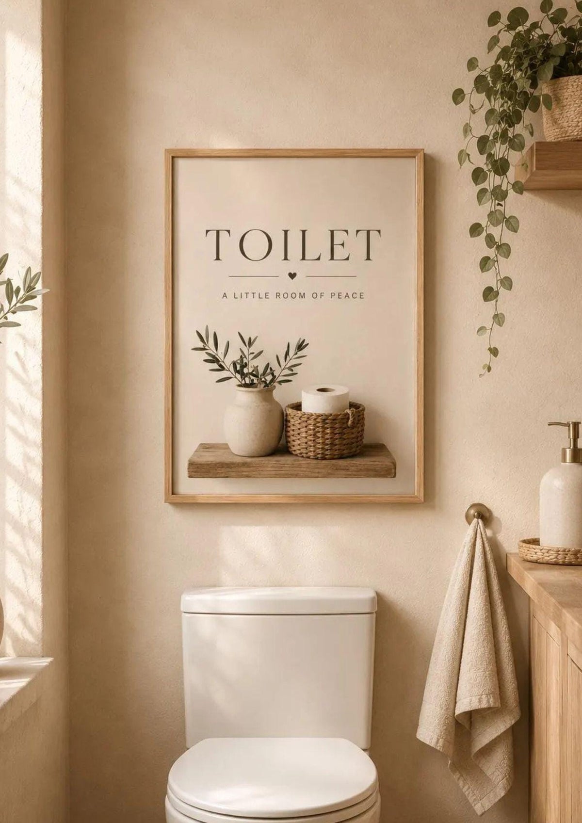 Framed Scandinavian toilet print room mockup
