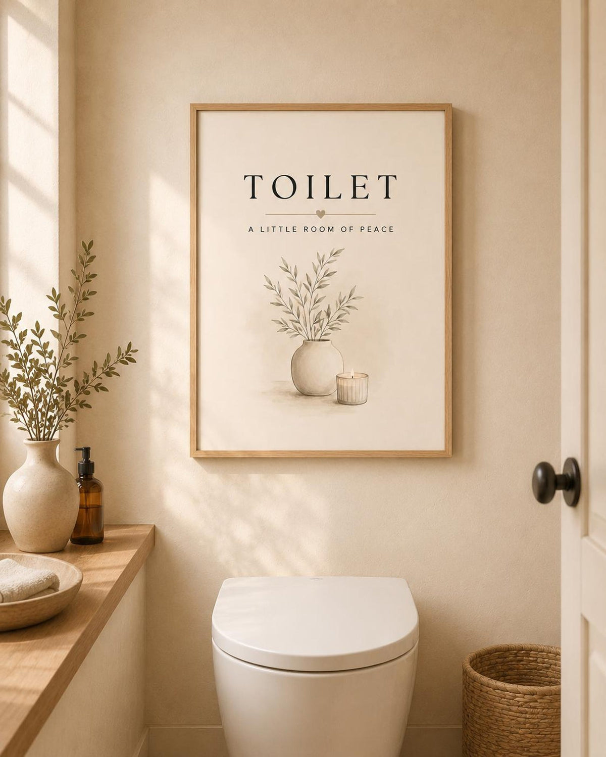 Neutral toilet print bathroom lifestyle mockup