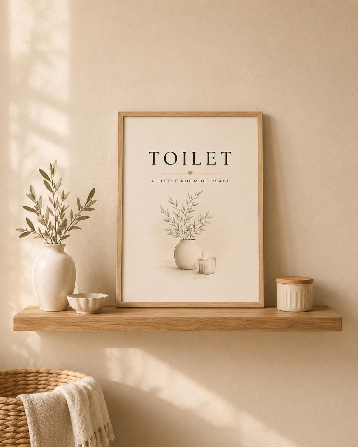 Toilet print Scandinavian bathroom mockup