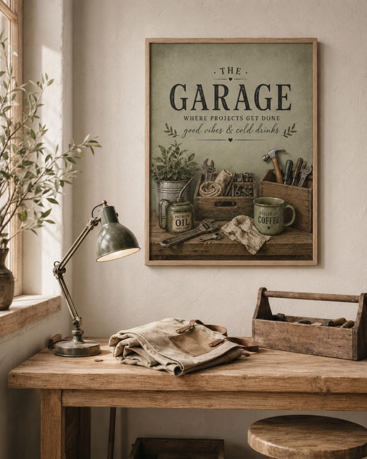 Garage wall art print lifestyle mockup 1