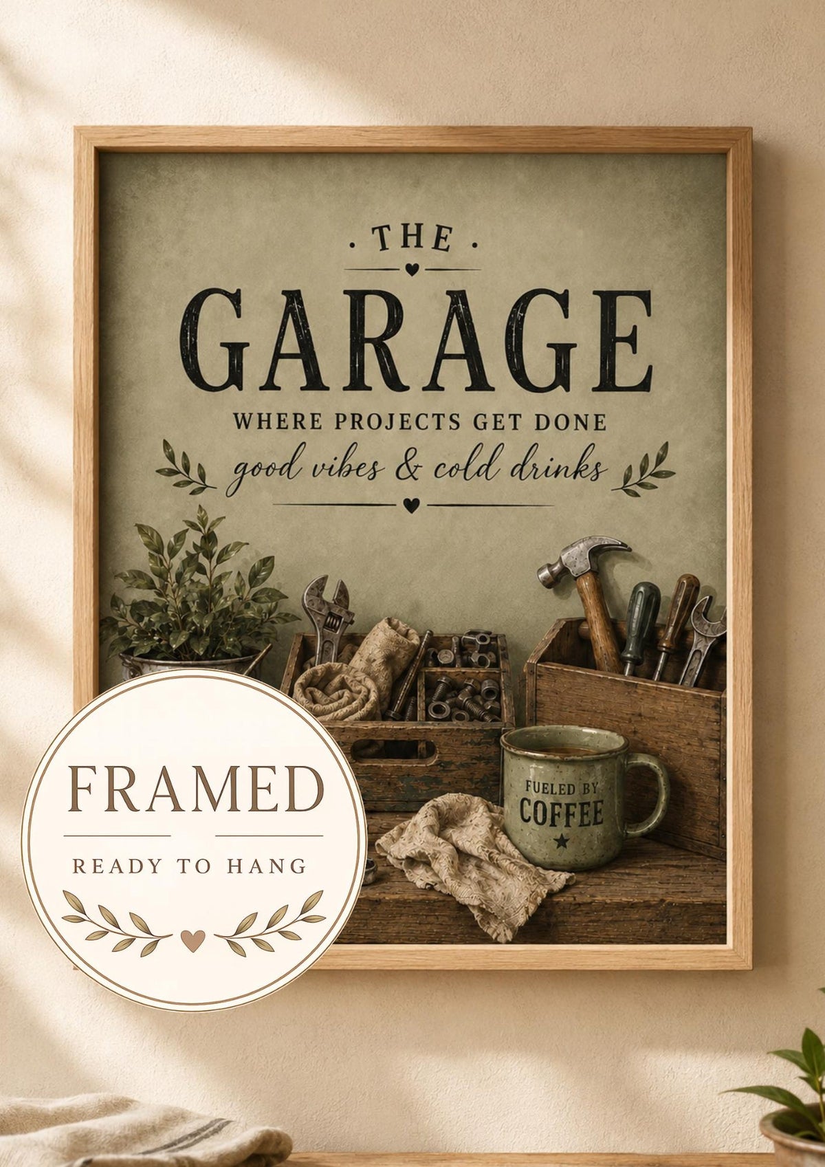 Framed garage wall art print front image