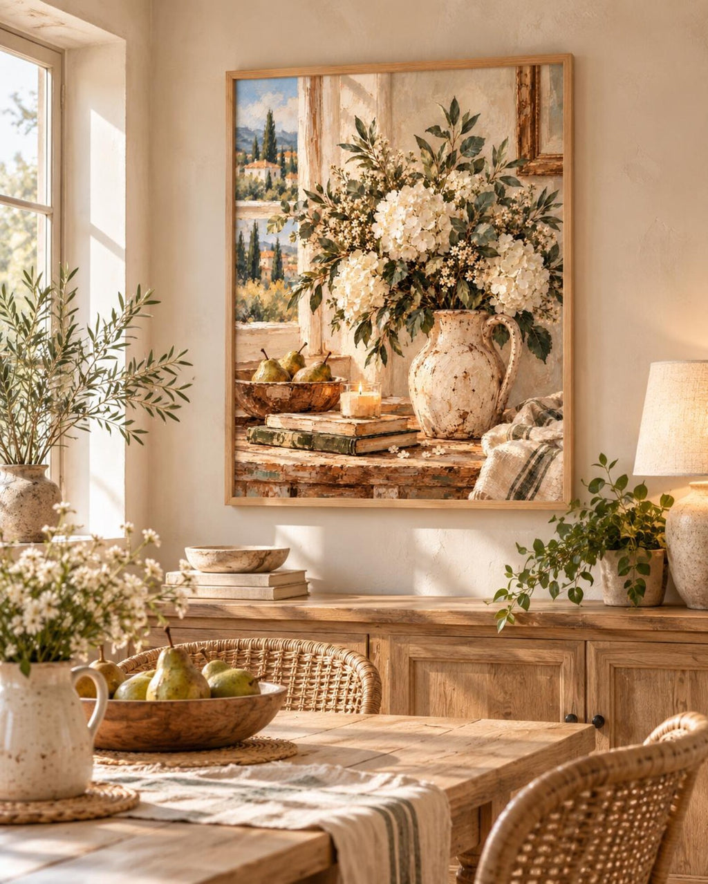 Tuscan floral still life print lifestyle mockup 1