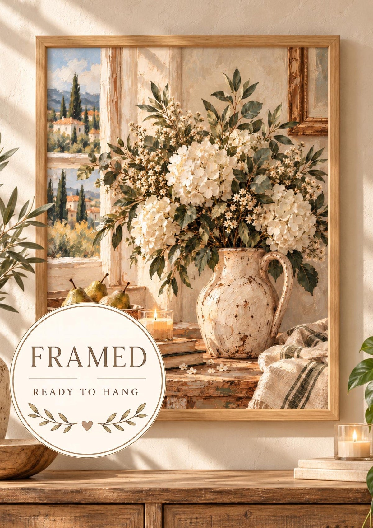 Framed Tuscan floral still life print front image