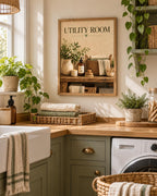 Utility Room Print, Neutral Laundry Room Art with Rustic Botanical Styling — lifestyle mockup 1