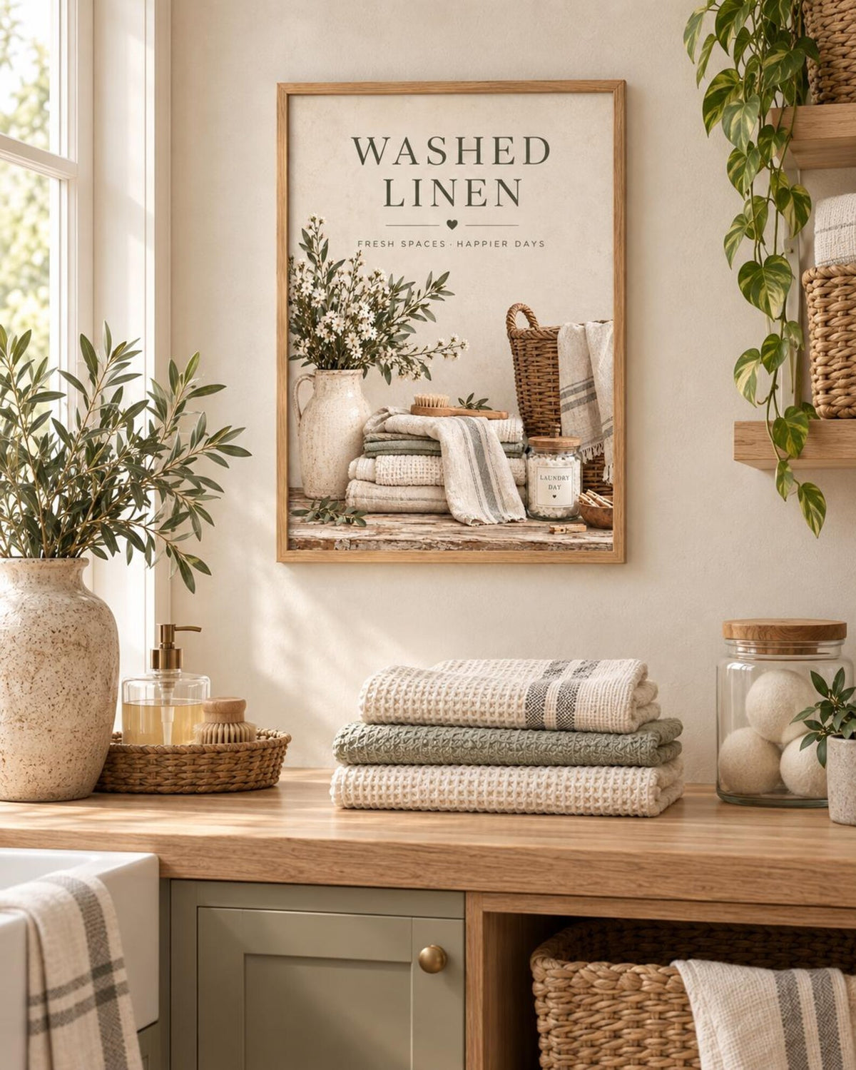 Washed Linen neutral utility room mockup