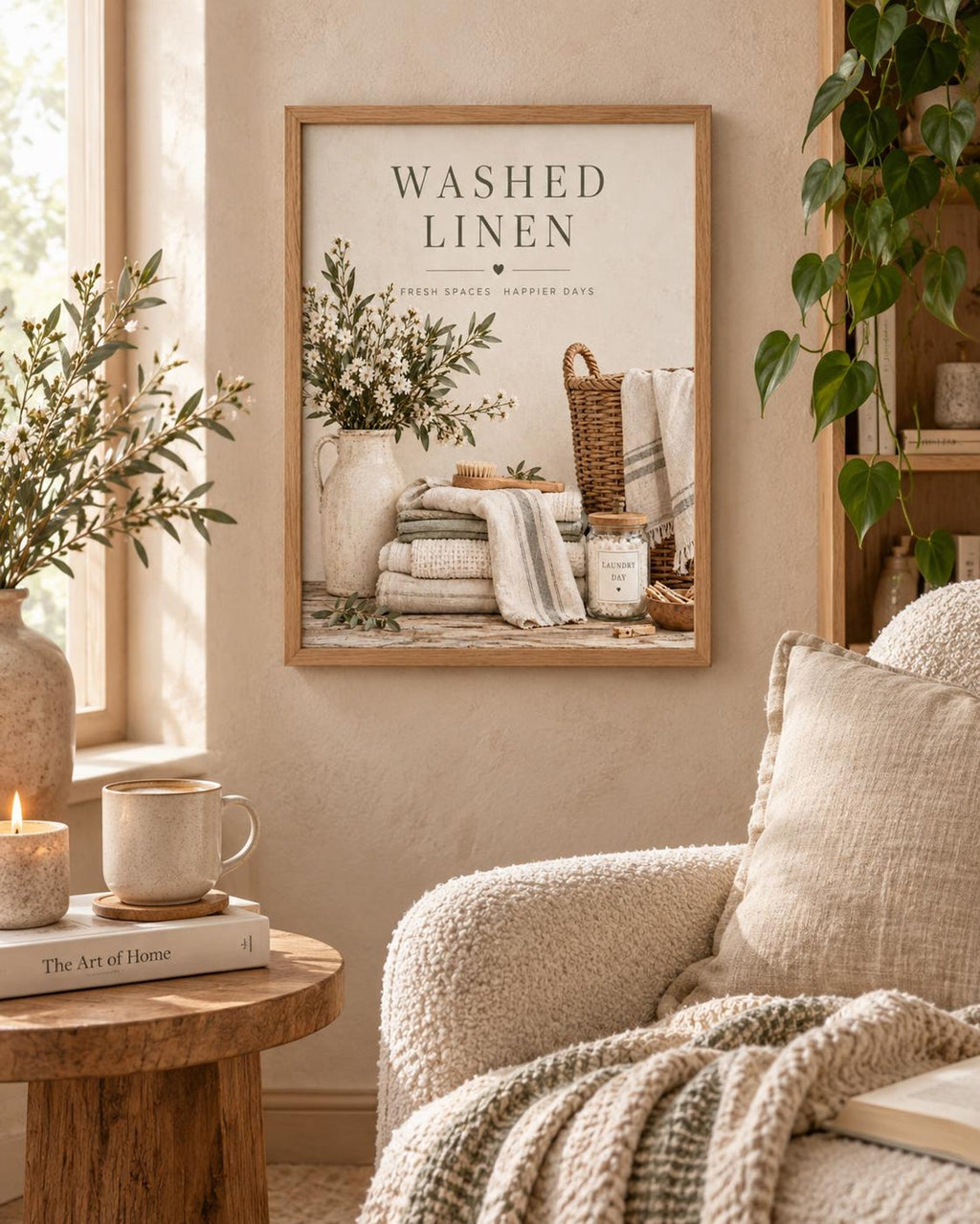 Washed Linen utility room cosy home mockup