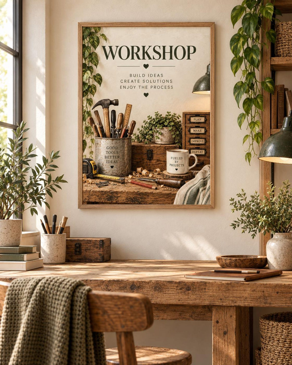 Framed workshop wall art print lifestyle mockup 2