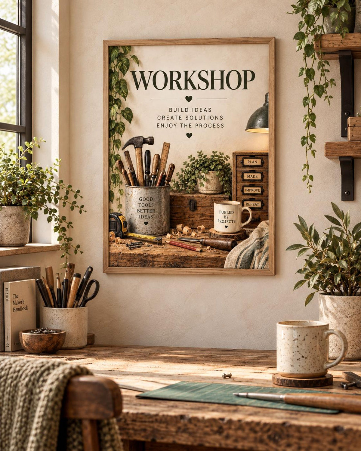 Workshop wall art print lifestyle mockup 1
